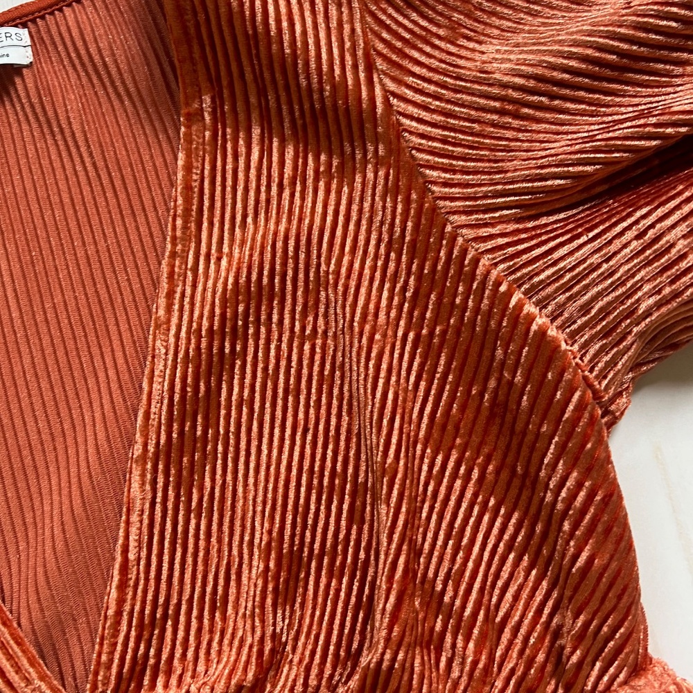 Urban Outfitters Burnt Orange Ribbed Stretch Velvet Crop Top – Size S-P-Festival - Picture 5 of 8
